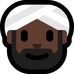 How Man Wearing Turban: Dark Skin Tone emoji looks on Microsoft.