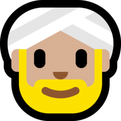 How Man Wearing Turban: Medium-Light Skin Tone emoji looks on Microsoft.