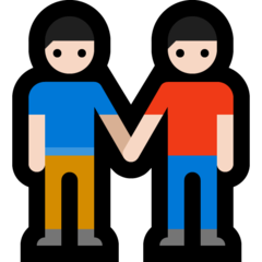 Hoe Mannen hand in hand: lichte huidskleur emoji eruit ziet op Microsoft.