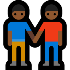 How Men Holding Hands: Medium-Dark Skin Tone emoji looks on Microsoft.