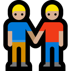 How Men Holding Hands: Medium-Light Skin Tone emoji looks on Microsoft.