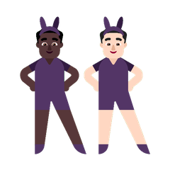 A quoi ressemblent les emoji Hommes avec des oreilles de lapin : peau foncée et peau claire sur Microsoft.