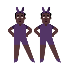 A quoi ressemblent les emoji Hommes avec des oreilles de lapin : peau foncée sur Microsoft.