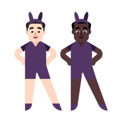 A quoi ressemblent les emoji Hommes avec des oreilles de lapin : peau claire et peau foncée sur Microsoft.
