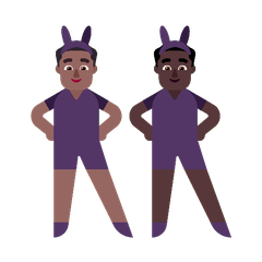 A quoi ressemblent les emoji Hommes avec des oreilles de lapin : peau mate et peau foncée sur Microsoft.