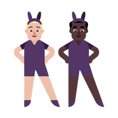 A quoi ressemblent les emoji Hommes avec des oreilles de lapin : peau moyennement claire et peau foncée sur Microsoft.