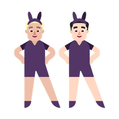 A quoi ressemblent les emoji Hommes avec des oreilles de lapin : peau moyennement claire et peau claire sur Microsoft.
