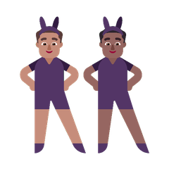 A quoi ressemblent les emoji Hommes avec des oreilles de lapin : peau légèrement mate et peau mate sur Microsoft.