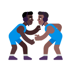 A quoi ressemblent les emoji Lutteurs : peau foncée et peau mate sur Microsoft.
