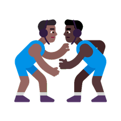 A quoi ressemblent les emoji Lutteurs : peau mate et peau foncée sur Microsoft.