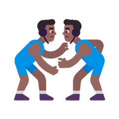A quoi ressemblent les emoji Lutteurs : peau mate sur Microsoft.