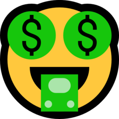 How Money-Mouth Face emoji looks on Microsoft.