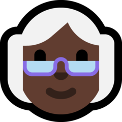 How Old Woman: Dark Skin Tone emoji looks on Microsoft.