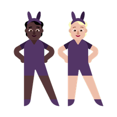 A quoi ressemblent les emoji Personnes avec des oreilles de lapin : peau foncée et peau moyennement claire sur Microsoft.