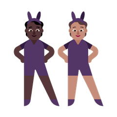 A quoi ressemblent les emoji Personnes avec des oreilles de lapin : peau foncée et peau légèrement mate sur Microsoft.