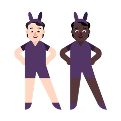 A quoi ressemblent les emoji Personnes avec des oreilles de lapin : peau claire et peau foncée sur Microsoft.