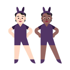 A quoi ressemblent les emoji Personnes avec des oreilles de lapin : peau claire et peau mate sur Microsoft.