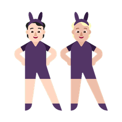 A quoi ressemblent les emoji Personnes avec des oreilles de lapin : peau claire et peau moyennement claire sur Microsoft.