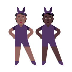 A quoi ressemblent les emoji Personnes avec des oreilles de lapin : peau mate et peau foncée sur Microsoft.