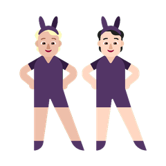 A quoi ressemblent les emoji Personnes avec des oreilles de lapin : peau moyennement claire et peau claire sur Microsoft.