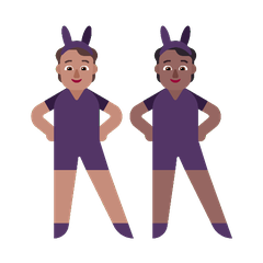 A quoi ressemblent les emoji Personnes avec des oreilles de lapin : peau légèrement mate et peau mate sur Microsoft.