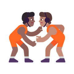 A quoi ressemblent les emoji Personnes faisant de la lutte : peau mate et peau légèrement mate sur Microsoft.
