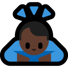 A quoi ressemblent les emoji Personne qui s’incline: peau foncée sur Microsoft.