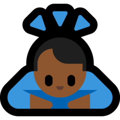 Como o emoji do Pessoa fazendo reverência: pele morena escura é exibido no Microsoft.