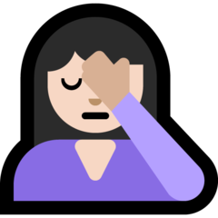 How Person Facepalming: Light Skin Tone emoji looks on Microsoft.