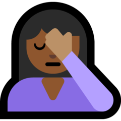 How Person Facepalming: Medium-Dark Skin Tone emoji looks on Microsoft.