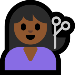 A quoi ressemblent les emoji Personne qui se fait couper les cheveux: peau mate sur Microsoft.