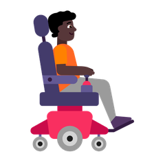 A quoi ressemblent les emoji Personne en fauteuil motorisé vers la droite: Peau foncée sur Microsoft.