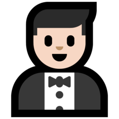 How Person in Tuxedo: Light Skin Tone emoji looks on Microsoft.