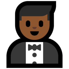 How Person in Tuxedo: Medium-Dark Skin Tone emoji looks on Microsoft.