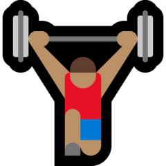 How Person Lifting Weights: Medium Skin Tone emoji looks on Microsoft.