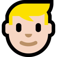 Wie Person: helle Hautfarbe, blondes Haar Emoji auf Microsoft aussieht.