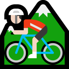 How Person Mountain Biking: Light Skin Tone emoji looks on Microsoft.