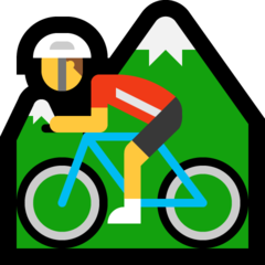 How Person Mountain Biking emoji looks on Microsoft.