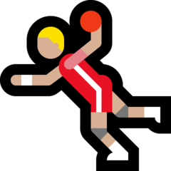 Hoe Persoon die handbal speelt: lichtgetinte huidskleur emoji eruit ziet op Microsoft.