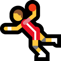 Hoe Persoon die handbal speelt emoji eruit ziet op Microsoft.