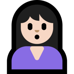 Wie Schmollende Person: helle Hautfarbe Emoji auf Microsoft aussieht.