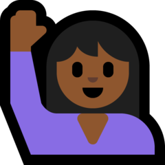 How Person Raising Hand: Medium-Dark Skin Tone emoji looks on Microsoft.