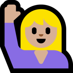 Wie Person mit erhobenem Arm: mittelhelle Hautfarbe Emoji auf Microsoft aussieht.