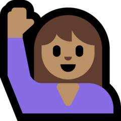 How Person Raising Hand: Medium Skin Tone emoji looks on Microsoft.