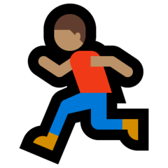 How Person Running: Medium Skin Tone emoji looks on Microsoft.