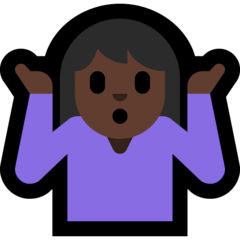 Bagaimana emoji Angkat bahu: ton kulit gelap kelihatan di Microsoft.