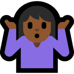 How Person Shrugging: Medium-Dark Skin Tone emoji looks on Microsoft.