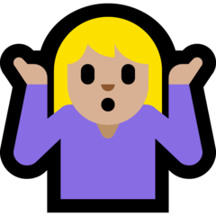 How Person Shrugging: Medium-Light Skin Tone emoji looks on Microsoft.