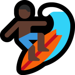 How Person Surfing: Dark Skin Tone emoji looks on Microsoft.