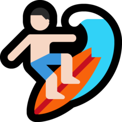 How Person Surfing: Light Skin Tone emoji looks on Microsoft.